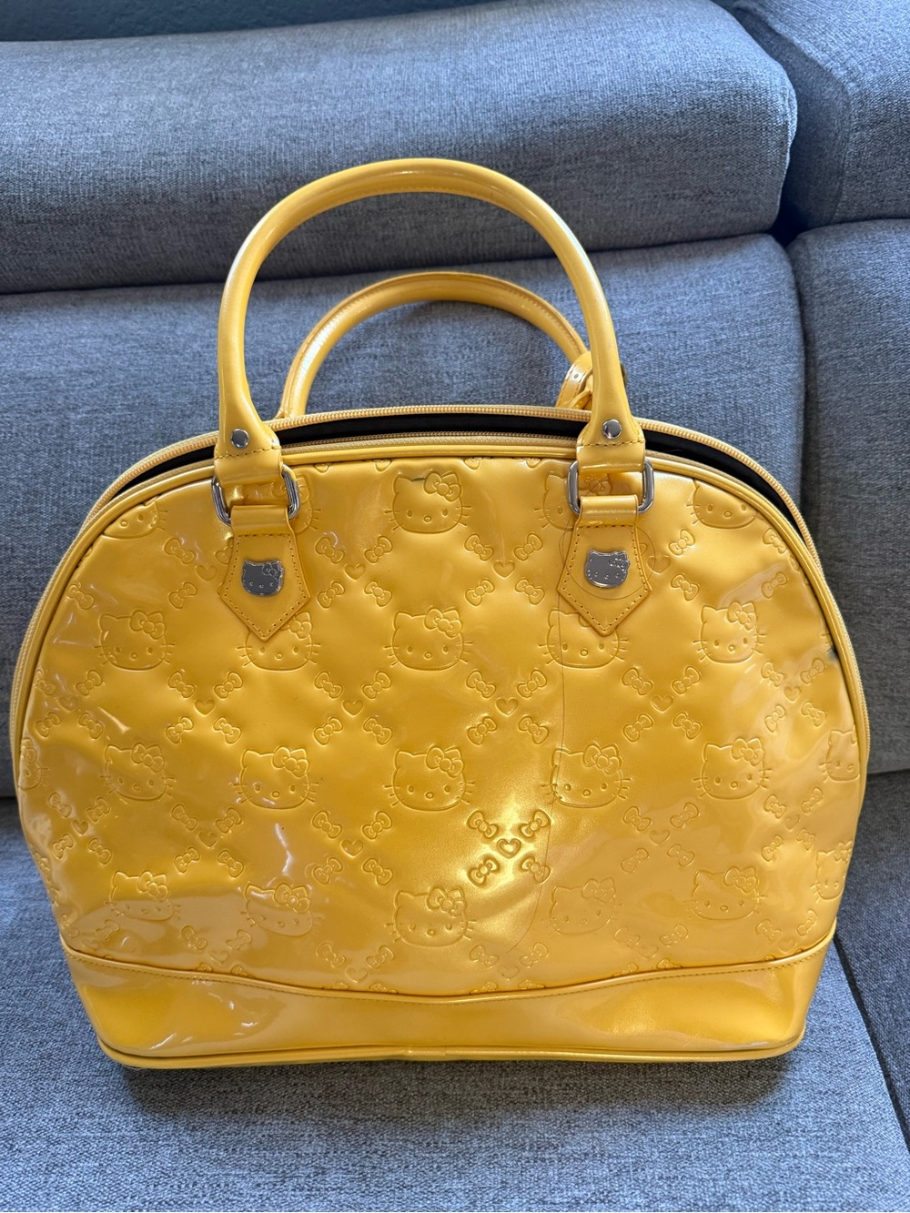Loungefly Yellow Glossy Hello Kitty Dome Satchel - Picture 2 of 4